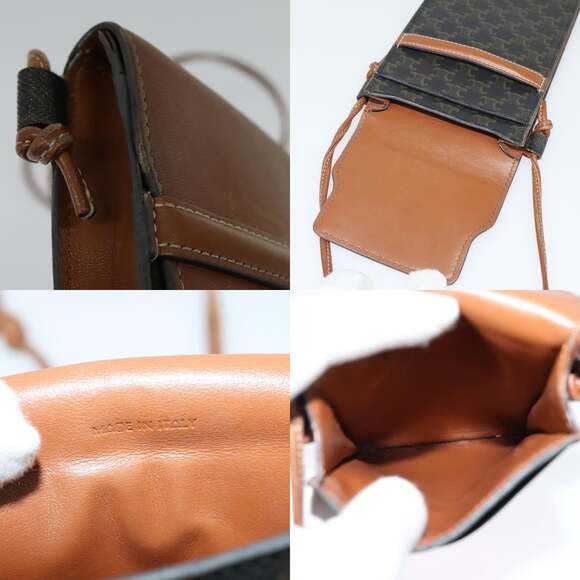 CELINE Triomphe Cell Phone Case Shoulder Bag Pvc Black - Picture 11 of 13